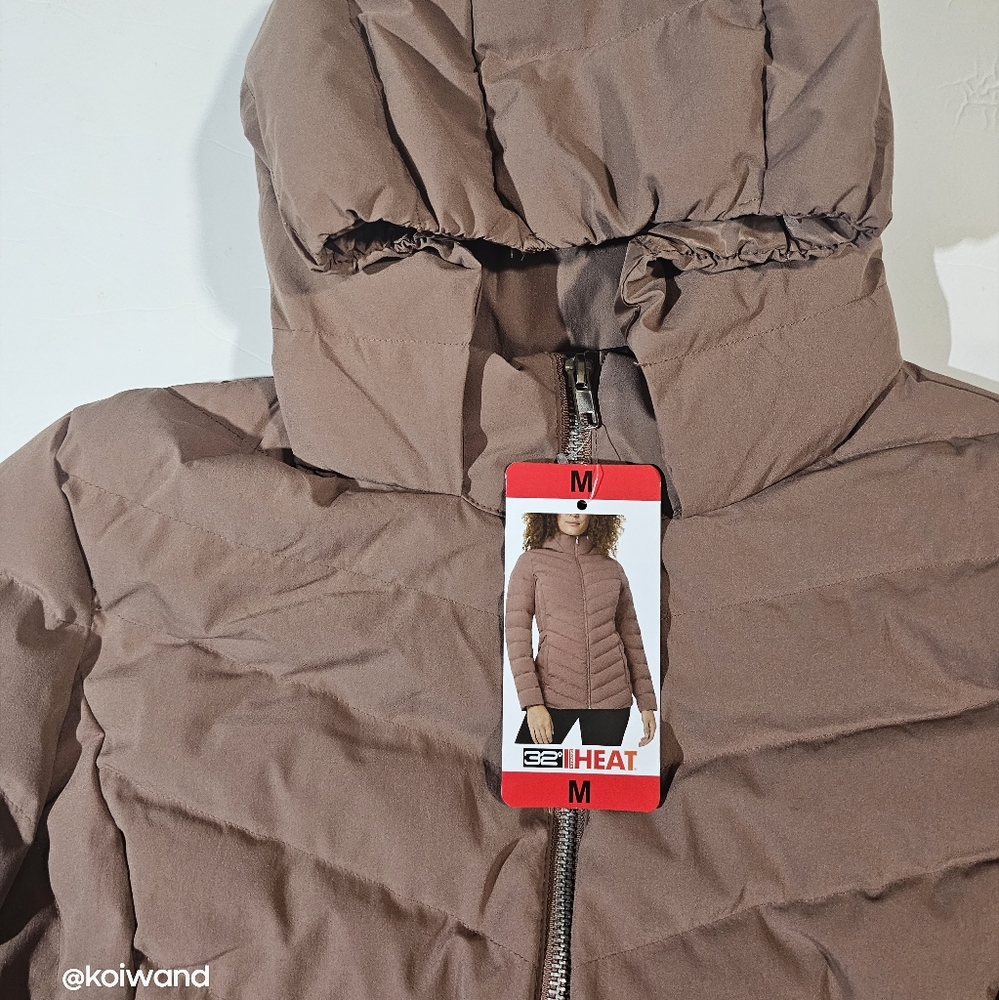 NWT 32° Degrees Heat Womens Cognac Puffer Size M - Picture 9 of 13